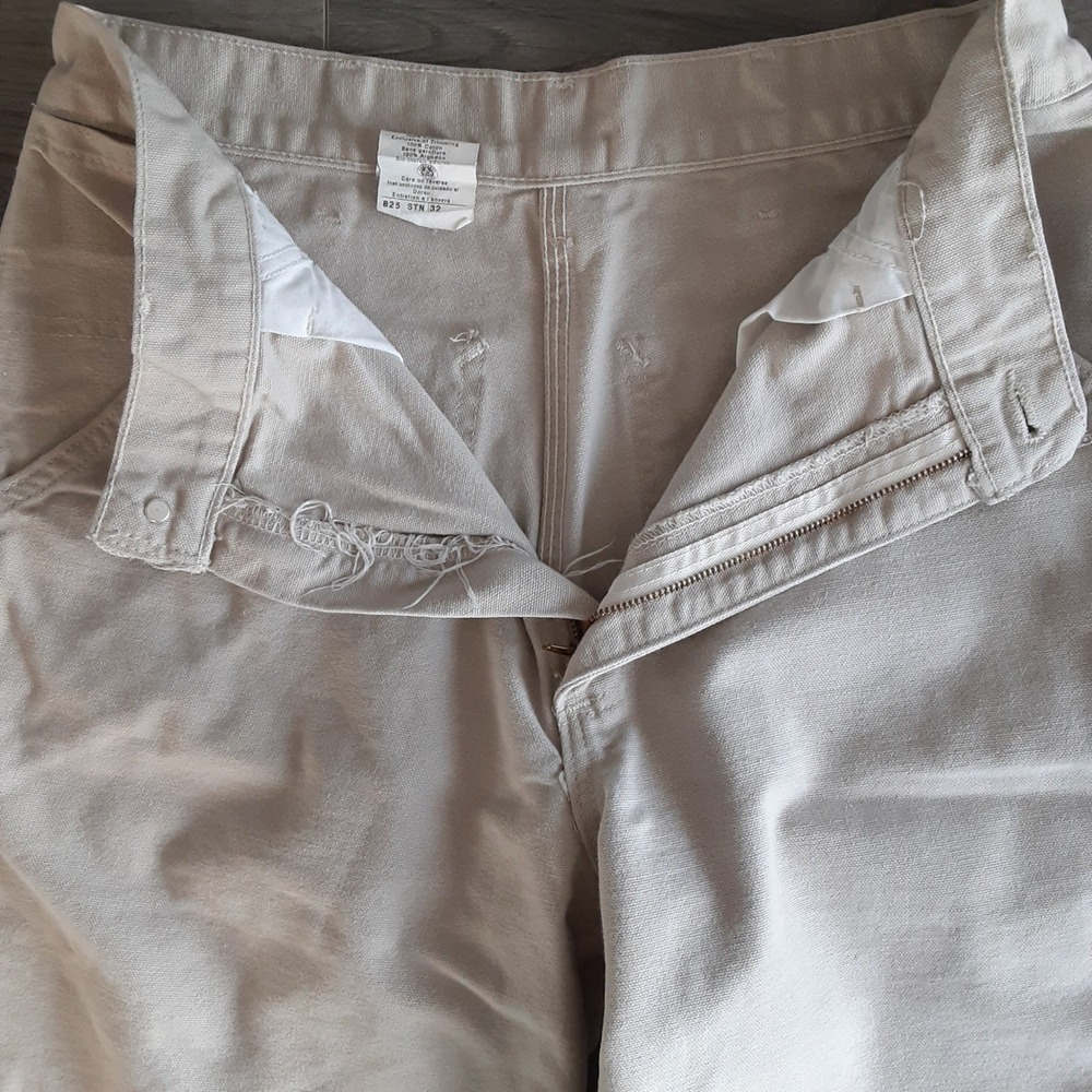 Vintage Carhartt Mens B25 STN Stone Canvas Carpenter Utility Shorts Beige 32 - Picture 7 of 9